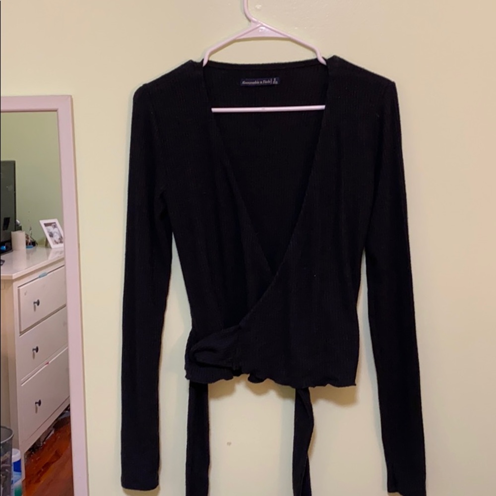 Abercrombie & Fitch Wrap Sweater Navy